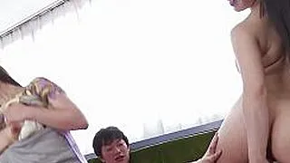 Japanese housewife Maria Ono and Yui Kyouno had group sex,uncensored.