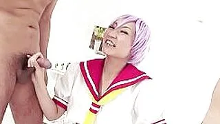 Uncensored JAV Creampie MMF 3Some for Petite Japanese Cosplay Girl in Japan