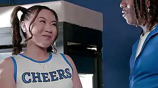 Black equipment manager makes Korean teen cheerleader squirt