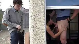 Asian Pizza Girl Fucked by Two Horny White Guys