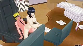 Naruto Boruto Hentai - Naruto, Hokage'nin ofisinde Hinata ile seks yapıyor - Asya Japon Manga Anime Oyun Pornosu