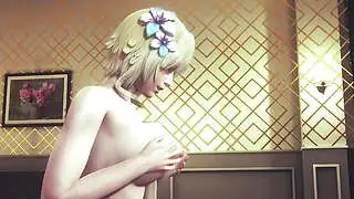 Genshin Impact Hentai - Lumine göğüs masajı ve üçlü ilişki - Japon Asya Manga Anime Oyun Pornosu